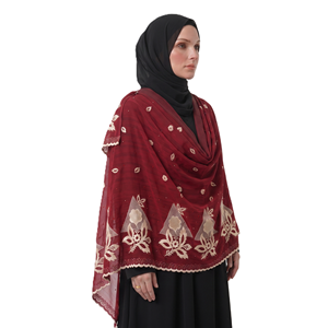 Écharpe Triangle en Mousseline de Soie pour Femme, Broderie Strass, Bordure Florale en Dentelle, Légère et Respirante, Vente en Gros, OEM ODM - Product Image 3