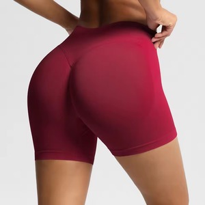 Custom Wholesale Womens Performance Yoga Shorts High Waist <b>Candy</b> Color Quick Dry Nude Fitness Activewear - Product Image 6