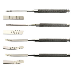 Ensemble professionnel d'outils chirurgicaux en acier inoxydable pour le sécage des os et le séparation des ridges dentaires, comprenant des ciseaux droits et courbés - Product Image 1