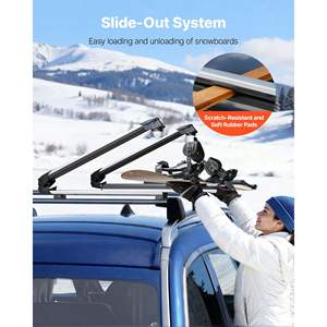 Porte-skis universel pour toit de voiture, support pour 6 paires de skis, 4 snowboards, 2 cannes à pêche, compatible avec la plupart des barres transversales à fentes, inclus - Product Image 4