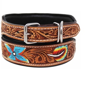 New Arrival Premium Quality Leather Padded Dog Collar With Golden <b>Stud</b> Work Manufacturer All Sizes Available Supplier - Product Image 3