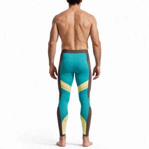 Leggings de compression longs pour hommes à motif géométrique en Spandex et Nylon avec taille élastique pour le sport - Product Image 2