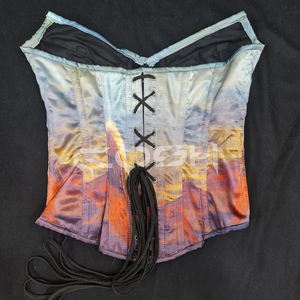 Corsé vintage Mona Lisa sublimado con varillas de acero y diseño overbust - Product Image 6