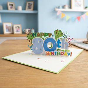 Carte personnalisée 3D Pop-up style féerique pour 80e anniversaire, artisanat en papier vietnamien fait main, taille unique, cadeau Fête des Pères - Marque Viet-craft - Product Image 3
