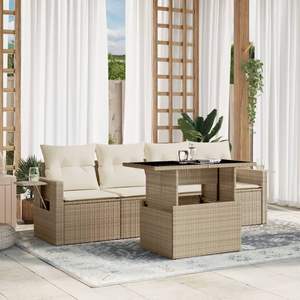 Ensemble de canapés de jardin en rotin PE beige modulaire, élégant et durable, meubles d'extérieur - Product Image 1