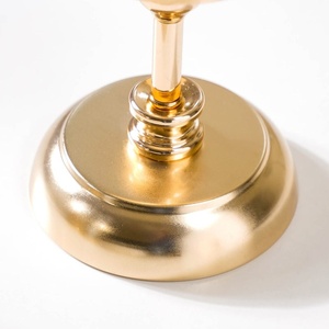 Luxury Gold Plated <b>Candle</b> Holder <b>Set</b> Of 3 With An Amber Glass Hurricane Elegant Tabletop Decor For Weddings Homes And Events - Product Image 6