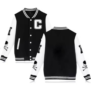 Veste universitaire pour homme, imprimé lettres, style baseball, coupe slim décontractée, boutonnée, type Letterman - Product Image 5
