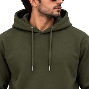 <b>Mens</b> Olive Pullover Hoodie <b>Long</b> <b>Sleeve</b> Casual Sweatshirt Custom Logo Streetwear Sportswear <b>Top</b> Shoukat Apparel Manufacturer - Product Image 3
