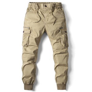 Best Price Men's 100% Cotton Canvas Cargo Pants Embroidered Elastic Waist Multiple Pockets Casual Breathable Woven Fabric Autumn - Product Image 5