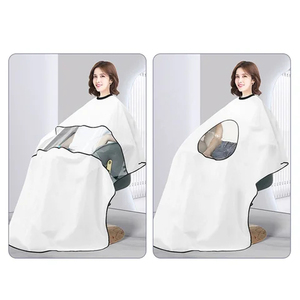Capa de Peluquería RAMAFHH y MEDAX Negra de Pongee, Manga Larga, Resistente al Agua, Profesional para Salón, Corte de Cabello y Coloración - Product Image 4