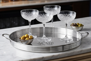 Deluxe Mirror Polished Metal Serving <b>Tray</b> <b>Large</b> Size Silverware Food <b>Tray</b> Elegant Design Dishwasher Safe Residential Weddings - Product Image 5