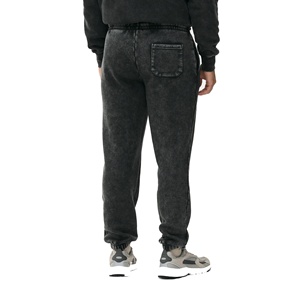 Ropa de calle 100% algodón crudo dobladillo corte borde ácido lavado Flare polar hombre pantalón personalizado Puff estampado pierna ancha Lose Fit pantalones de chándal - Product Image 2