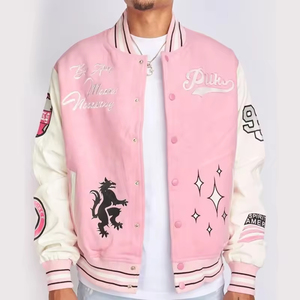 OEM Custom Chenille Embroidery Logo Baseball Letterman <b>Jacket</b> Cotton Bomber Varsity <b>Jacket</b> Plus Size <b>Mens</b> - Product Image 1