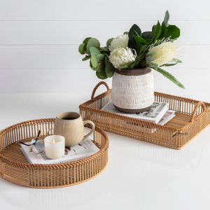 Plateau de service en rotin tressé fait main pour lit, table, usage hôtelier, petit-déjeuner et rangement d'épices – Vente en gros - Product Image 3
