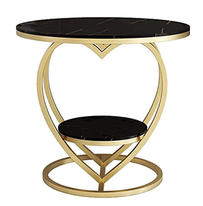 Mesa de centro redonda con tapa de cristal y estructura de base de alambre de cobre, disponible a precios de mayorista. - Product Image 3