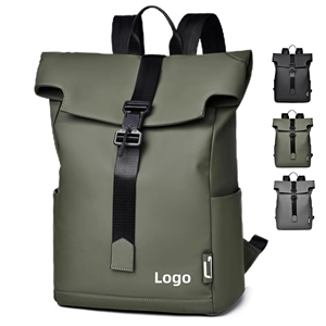 Minimalist Roll-Top <b>Laptop</b> <b>Backpack</b> 20-39L Water Resistant Softback Unisex Microfiber Synthetic Leather Shoulder - Product Image 1