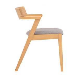 Scandinavian Minimalist Style Dining Chair Beechwood <b>Frame</b> Fabric Seat Light <b>Grey</b> Home Restaurant Cafe Hotel - Product Image 2