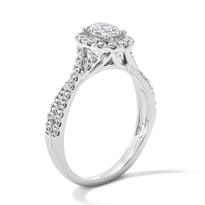 Anillo de compromiso SGARIT personalizado de oro de 14K con diamante de corte ovalado, diseño clásico de halo para mujer, diamantes cultivados en laboratorio con certificación IGI, color VVS D. - Product Image 4