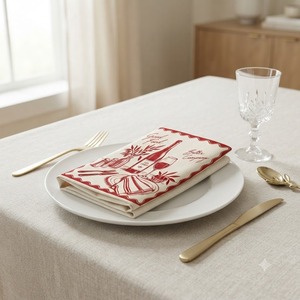Serviette en coton imprimée de qualité supérieure avec motif vin rouge et table à manger – Serviette en tissu style bistrot français pour la maison, le restaurant, l'hôtel - Product Image 4