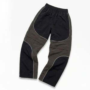 New Trends Custom Logo Black With Grey Panels Men's Nylon <b>Wind</b> <b>Breaker</b> Pant Sets For Summer <b>Wind</b> Cross Vintage Streetwear Jacket - Product Image 5