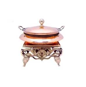 Recipiente para Calentar Comida de Acero Inoxidable Cuadrado con Tapa Plateada y Base de Hierro Forjado Negro para Catering de Bodas - Product Image 6