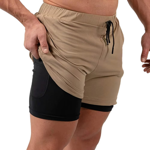 Shorts de course double couche pour hommes, directement du fabricant, avec logo personnalisé, shorts de sport en gros pour hommes - Product Image 5