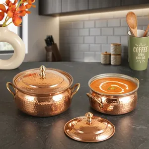 Marmite à soupe en cuivre martelé, fait main, faitout en cuivre, ustensiles de cuisine modernes en cuivre - Product Image 6