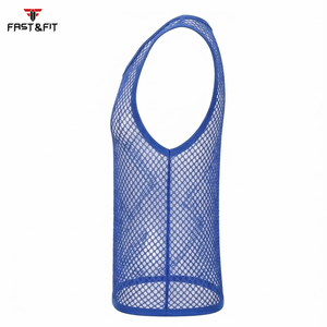 Factory Price Breathable Men Sports Mesh Sleeveless Mesh <b>Singlets</b> for Men Transparent Vest for Sale Transparent Vest - Product Image 3