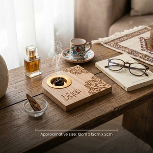 Brûleur à Bakhoor en bois personnalisé, arche avec calligraphie arabe, support d'encens Oud avec coupelle en métal doré amovible pour la décoration intérieure - Product Image 5