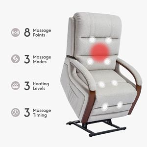 Poltrona Reclinabile Elettrica a Doppio Motore per Anziani con Funzione di Sollevamento, Massaggio e Riscaldamento, Rivestimento in Velluto Egiziano - Product Image 3