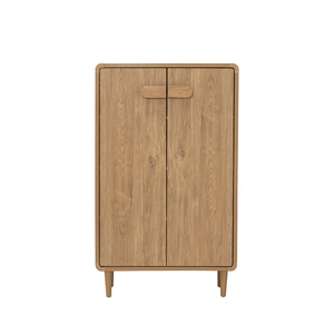 Armoire de rangement moderne en teck massif avec finition naturelle, 4 étagères pour chambre à coucher et salon - Product Image 3