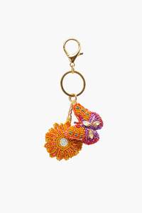Handmade Butterfly & Flower Beaded Keychain Colorful <b>Bag</b> <b>Charm</b> - Product Image 1