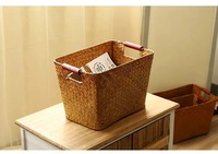 Ensemble de 3 paniers en jonc de mer avec poignées souples, paniers de rangement faits à la main, vente en gros, écologiques, fabriqués au Vietnam