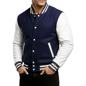 Chaqueta de Béisbol Varsity para Adultos y Jóvenes, Ligera, con Cuello Alto y Logotipo Bordado en Dorado y Carmesí, Chaqueta Personalizada para Hombre - Product Image 1