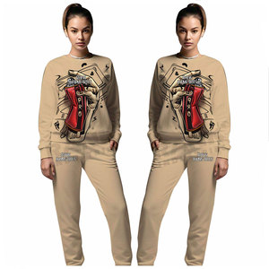 Nuevo Diseño, Conjunto de 2 Piezas para Mujer, Marca Privada, Algodón, Ropa Deportiva Estampada para Mujer - Product Image 3