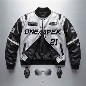 Men's Silver Black <b>Racing</b> <b>Jacket</b> Motorsport Letterman Bomber <b>Jacket</b> Embroidered Streetwear Wholesale Apparel - Product Image 6