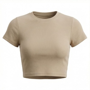 Camiseta Corta de Dos Tonos Personalizada para Mujer, Camiseta de Manga Corta Informal para Mujer, Prendas de Moda Casual de Primera Calidad, Ropa Urbana - Product Image 1