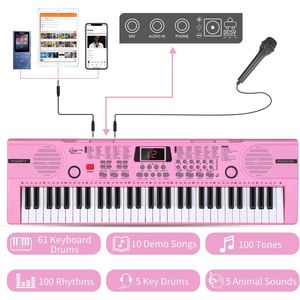 Tastiera Musicale Digitale Portatile a 61 Tasti per Principianti, Strumento Musicale Educativo per Bambini con Microfono - Product Image 1