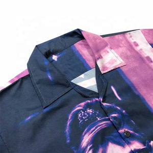 Chemise décontractée d'été à manches courtes pour homme, imprimé numérique intégral, 100% coton, fabrication OEM, marque privée - Product Image 2