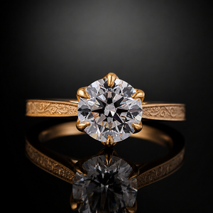 Anillo de Compromiso Solitario con Diamante Clásico de Corte Brillante Redondo de 3.00 Quilates en Oro Amarillo de 14K con Certificado IGI para Mujer - Product Image 1