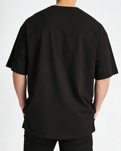 T-shirt streetwear pour homme en coton épais, coupe oversize, épaules tombantes, style vintage, délavé à l'acide, imprimé graphique - Product Image 4