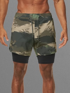 Shorts de sport pour homme à séchage rapide, imprimé camouflage, avec cordon de serrage à la taille et poches, décontractés et sportifs - Product Image 6