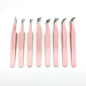Pince à épiler pour cils en acier inoxydable faite à la main, nouvelle arrivée, revêtement poudré pêche, pointe noire, étiquette personnalisée, testée à la main - Product Image 1