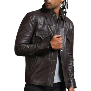 Chaqueta de cuero sintético clásica marrón para hombre, duradera y elegante, con cuello, estilo casual, al por mayor, nueva colección 2026, chaqueta de cuero a bajo precio - Product Image 2
