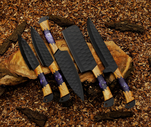 Ensemble de couteaux de chef professionnels en acier inoxydable de haute qualité, lame tranchante, orientation pour droitier, manche en bois personnalisé - Product Image 4