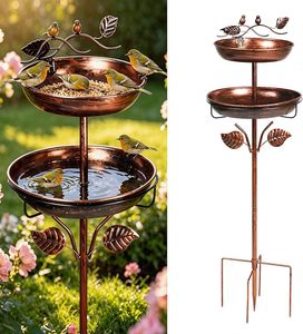 Bebedero de Metal Decorativo para Pájaros, para Balcón, Patio, Jardín, Decoración y Actividades de Alimentación de Aves Silvestres - Product Image 1