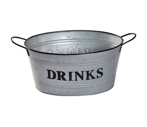 Durable Metal <b>Drink</b> Chiller Bucket with Black Handles for Indoor Outdoor Parties - Product Image 2