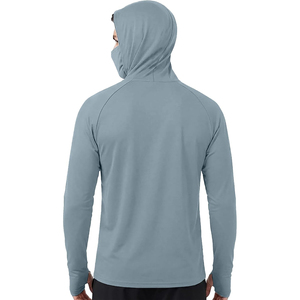 2026 Custom Made ODM Men's UPF 50 <b>Long</b> <b>Sleeve</b> Hooded Fishing Shirt Face Mask Anti-UV Quick Dry Pullover <b>Top</b> <b>Light</b> <b>Blue</b> - Product Image 2