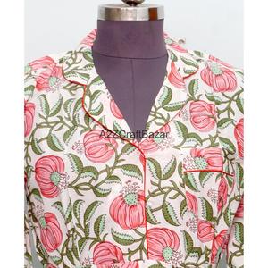 100% Pure Cotton Bohemian Straight Floral Print Long Dress <b>Bell</b> Sleeves Hand Block Printed V-Neck Midi Size Shirt Casual Summer - Product Image 5