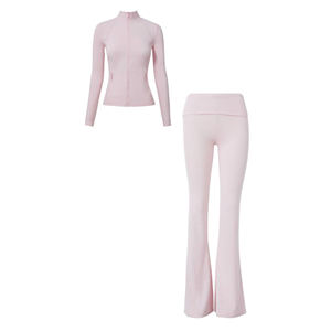 Robe pull en maille côtelée rose unie à col rond et manches longues pour femme, coupe ample, longueur midi, collection hiver Crest Knit - Product Image 3